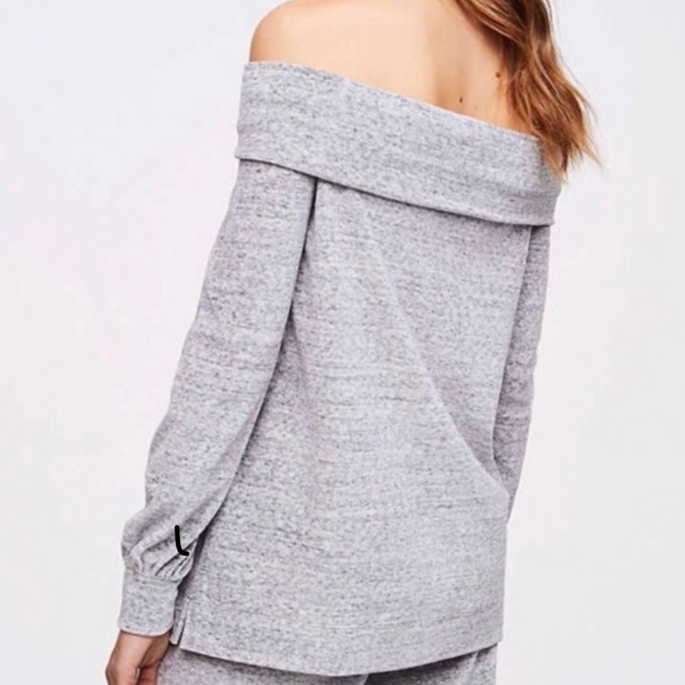 Velour Off The Shoulder Top Loft Grey